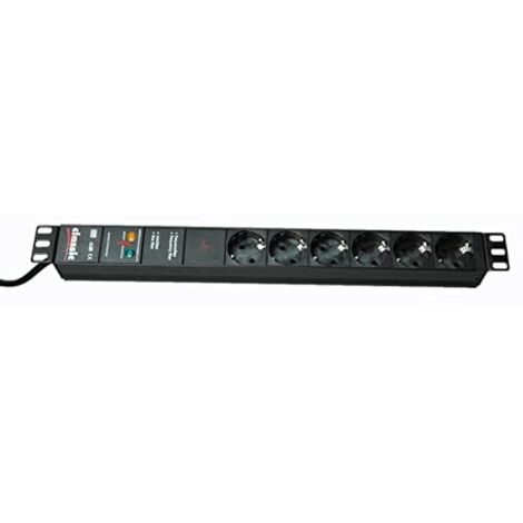 BACHMANN 19" 1HE 6xCEE7/3 sw 1xGVS Corrente 2,0m CEE7/7, 333.536