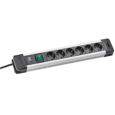 Bachmann 330.101 Steckdosenleiste mit Schalter  Aluminium, Schwarz Schutzkontakt 1 St.