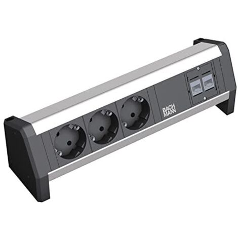 BACHMANN 3391004 - Ciabatta elettrica da tavolo con 3 ingressi +2xRJ45