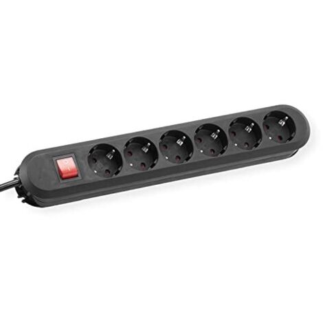 Bachmann 381.152K - Ciabatta elettrica da tavolo Smart con 6 ingressi schuko, 1 interruttore, protezione per i bambini, cavo: 5 m, colore: Nero
