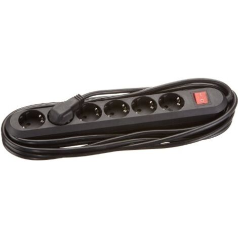 BACHMANN 381.152K SMART - REGLETA CON INTERRUPTOR (6 ENCHUFES SCHUKO, 5,0 M), COLOR NEGRO