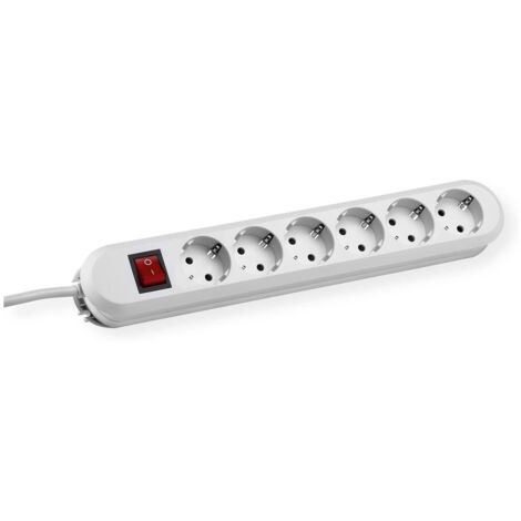 BACHMANN 381.251K BARRE MULTIPRISE 6 X SCHUKO AVEC INTERRUPTEUR ET SÉCURITÉ ENFANT, CÂBLE 3 M BLANC
