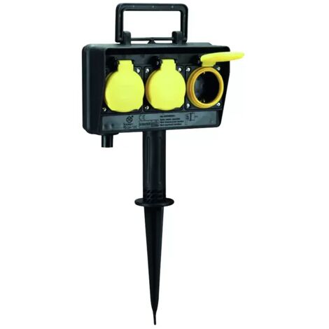 BACHMANN 394.175 Gartensteckdose mit Erdspiess, 3x Schuko grün-'1001967'