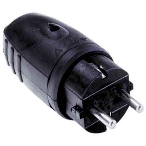 Bachmann 913.171 Fiche électrique mâle avec terre caoutchouc, silicone 250 V noir IP20