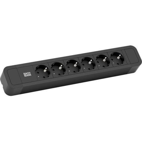 BACHMANN Bachmann Steckdosenleiste PRIMO 2 ALU, 6-fach, schwarz, 2,0m, ohne Schalter (350.000)