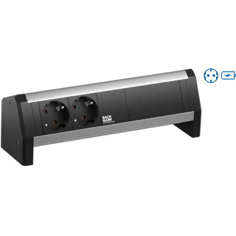 Bachmann DESK multipresa argento 2 prese di corrente USB