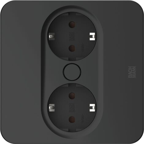 BACHMANN Einbausteckdose TWIST 2 eckig, 2 x Schuko, schwarz matt