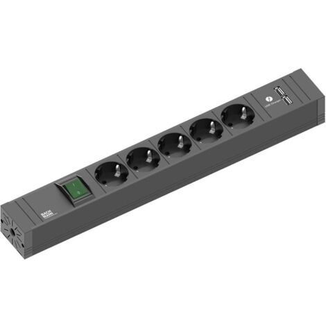 BACHMANN Multipresa CONNECT LINE a 5 prese con interruttore e porte USB, compatibile con mercati D / L / A / NL, modello 420.0021