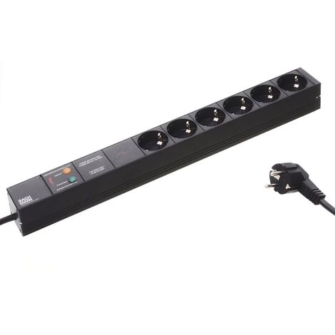Bachmann Multiprise 19 pouces noire 6 prises 16A