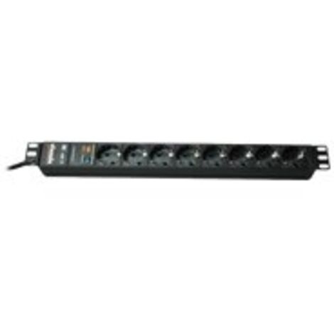 Bachmann multiprise 8 prises aluminium 2m noir rack 19 pouces