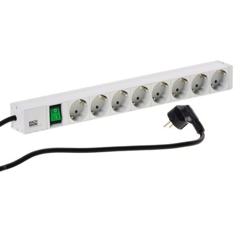 Bachmann Multiprise avec interrupteur aluminium clair 8 prises