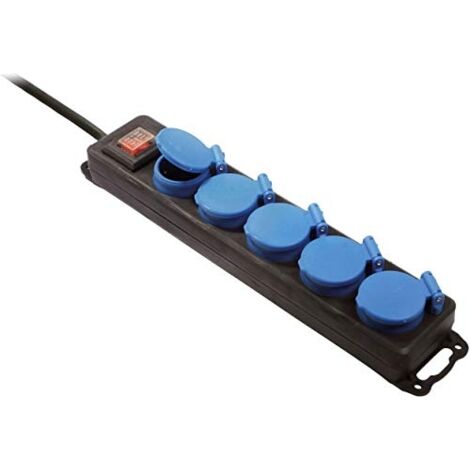 Bachmann Multiprise Extérieure noire et bleue 5 sorties