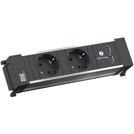 BACHMANN Presa Schuko in alluminio a 2 prese con caricatore USB a 2 prese