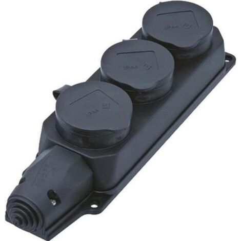 Bachmann Rallonge multiprise noire 3 prises IP44 solide