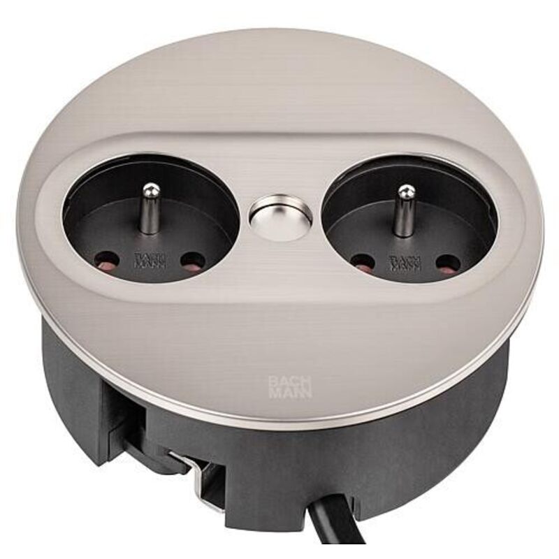 Bachmann TWIST 2 prise de table, 2x UTE, acier inoxydable, ronde, France