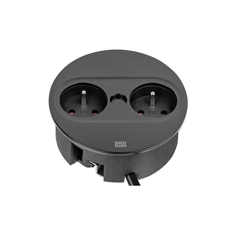 Bachmann - twist 2 prise de table, 2x ute, noir mat, ronde, France