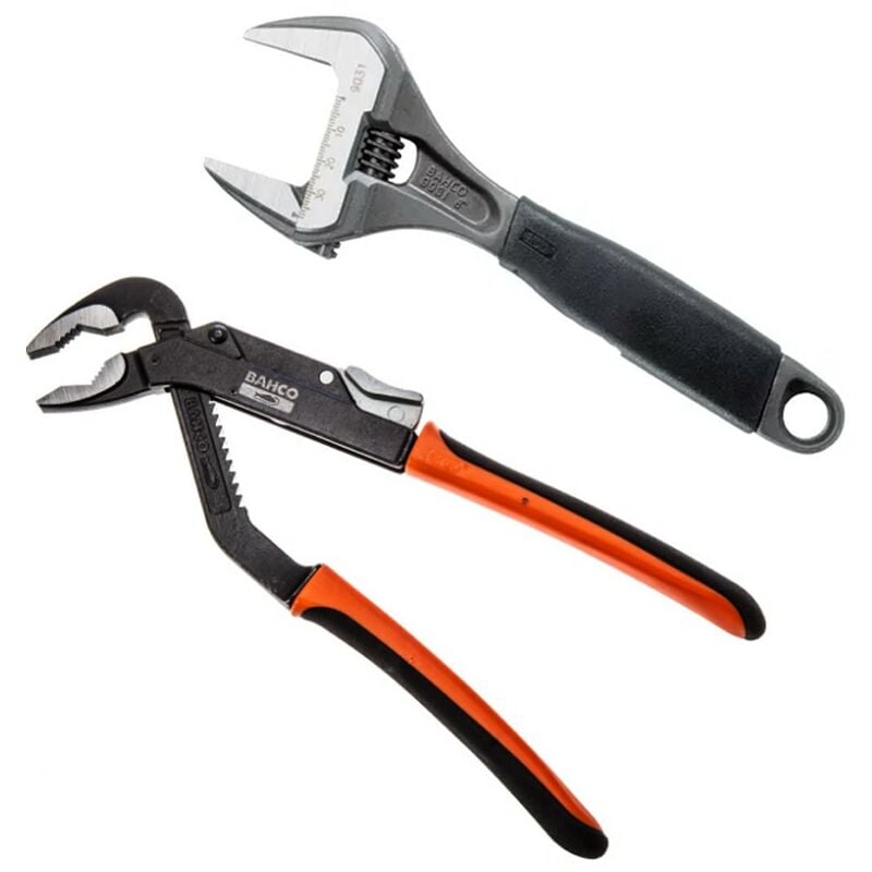 Bahco 9031 Adjustable Wrench Wide Jaw and 8224 Waterpump Pliers XMS18WPUMP