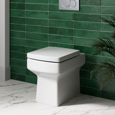 AQUARI Back To Wall BTW Toilet WC Pan Square Soft Close Seat Cistern Dual Flush Button