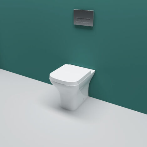 Back To Wall Square Toilet Ceramic Soft Close Seat Modern Bathroom BTW WC Pan