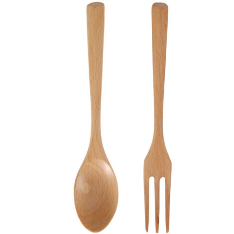 Backbesteck aus Holz (Löffel und Gabel) - Umweltfreundliches Servierbesteck