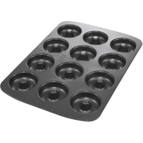 Backblech für Donuts - BIRKMANN - EINFACH BACKEN - Kohlenstoffstahl - Antihaftbeschichtung - 12 Formen - Ø7cm, 37 x 26 x 2 cm