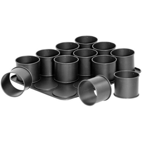 Backblech Mini-Törtchen 12er Set 38x30cm Ø8,5cm schwarz