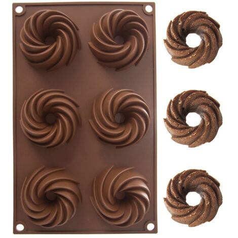 Backform für 6 Cupcakes oder Donuts, braunes Silikon, SILLINIE ORION 151787