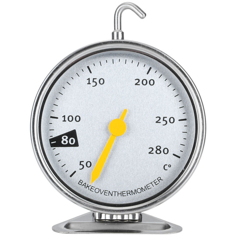 Image of Backofenthermometer mit großem Zifferblatt aus Edelstahl und Haken, Küchenmesswerkzeug 50-280 ℃