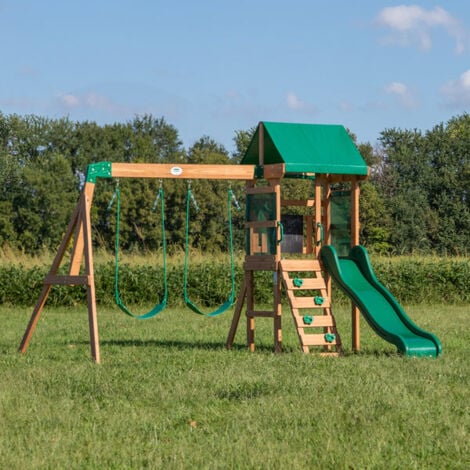 Backyard Discovery Buckley Hill Cedar Wooden Climbing Frame with 2 x Swings and 1 x Slide