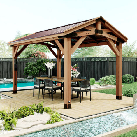 Backyard Discovery Norwood Cedar Wood Patio Gazebo 4.3x 3.0m (14ft x 10ft)