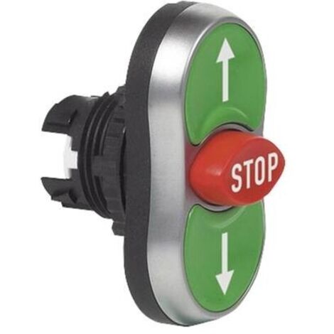 BACO BA223987 L61BA22 Pulsante triplo Anello frontale in plastica, cromato Verde, Rosso, Verde 1 pz.
