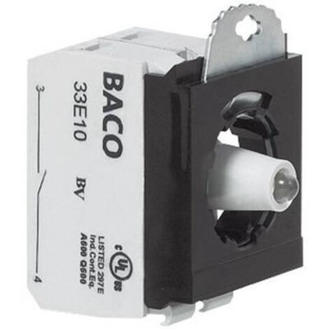 BACO BA333EAWL11 Elemento di contatto, Elemento LED con adattatore di montaggio 1 NC, 1 NA Bianco Momentaneo 24 V 1 pz.