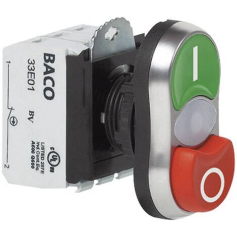BACO BAL61QK21L L61QK21L Pulsante doppio Anello frontale in plastica, cromato Verde, Rosso 1 pz.