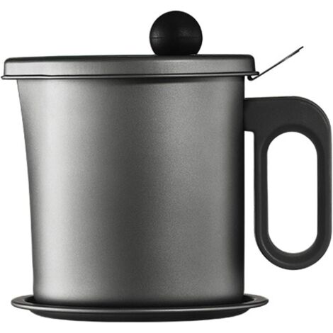 Bacon à Graisse avec passoire, séparateur de Graisse 1.7L Conteneur d'huile de Cuisson Boîte à Graisse pour Cuisine utilisée dans la Cuisine Huile de friture grasse, Gris
