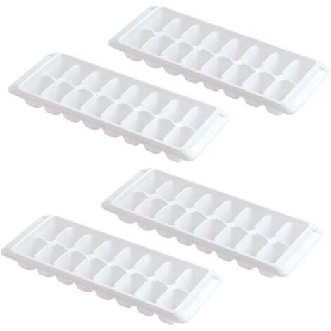 Bacs à glaçons blancs à démoulage facile, 16 compartiments (4 bacs - 64 glaçons)