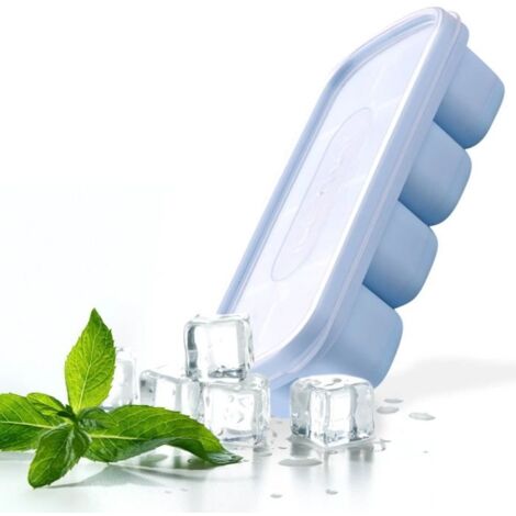 Bacs à glaçons en silicone Lce Trays avec couvercles amovibles anti-éclaboussures Bacs à glaçons empilables et faciles à démoule