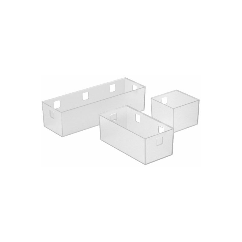 Bacs de rangement banio - Décor : Blanc translucide - Matériau : Plastique - Nombre de bacs : 3 - HETTICH