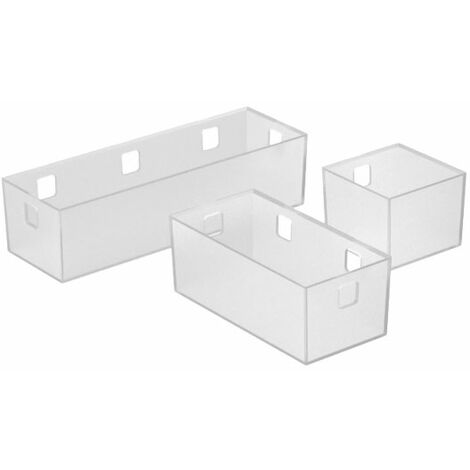 Bacs de rangement banio - Décor : Blanc translucide - Matériau : Plastique - Nombre de bacs : 3 - HETTICH