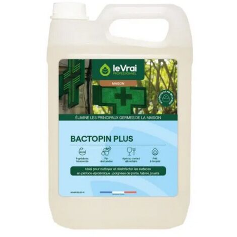 Bactopin - Désinfectant - Efficace contre de nombreux virus - ACTIF CORONA VIRUS Désignation : Désinfectant Bactopin | Conditionnement : 5 litres Saniterpen 3820