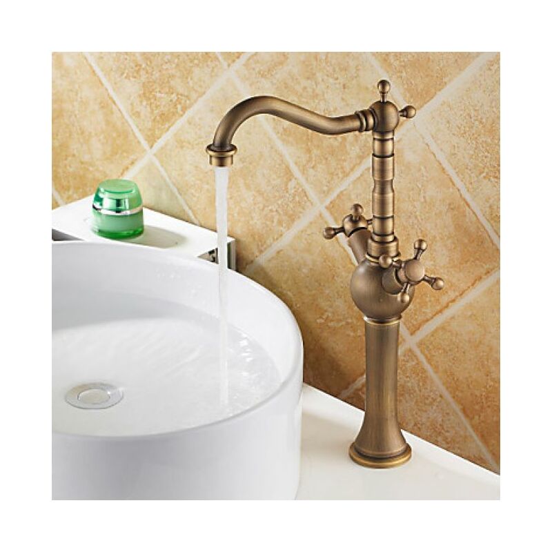 Bad-Armatur in antikem Stil mit zwei Griffen, in Messing-Ausführung