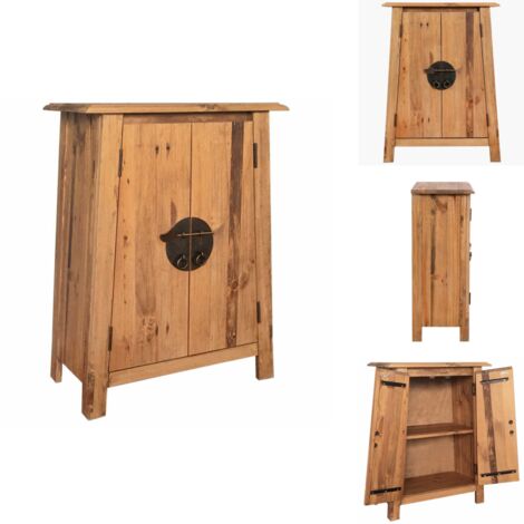 Bad-Beistellschrank Massivholz Kiefer 59x32x80 cm - Holz Sideboard - Kiefernholzmöbel - Vintage Nachttisch - Badezimmerregal - Aufbewahrungsschrank