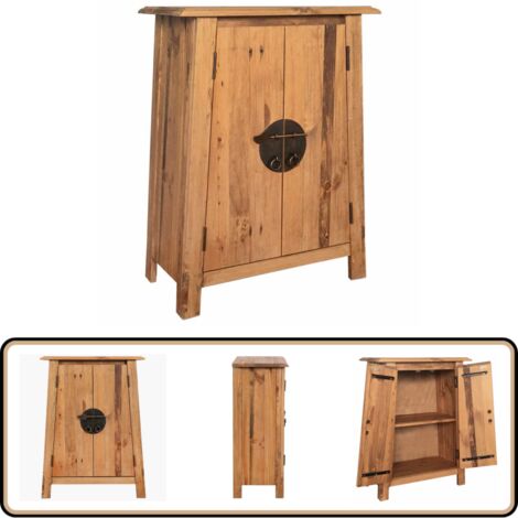 Bad-Beistellschrank Massivholz Kiefer 59x32x80 cm - Holz Sideboard - Kiefernholzmöbel - Vintage Nachttisch - Badezimmerregal - Aufbewahrungsschrank