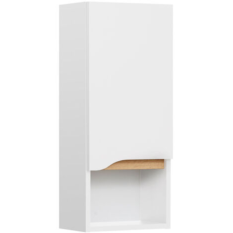 Bad Hängeschrank in Weiß Glanz mit Weiß Hochglanz QUEIMADOS-66, B/H/T ca. 30/70/20 cm