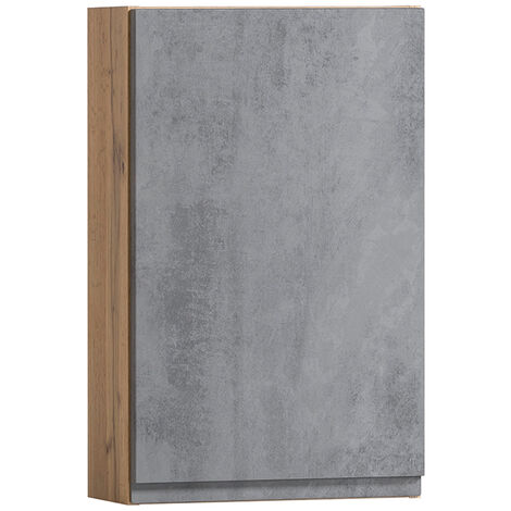 Bad Hängeschrank in Wotan Eiche Nb. mit Beton Optik VASTO-03-CONCRETE, B/H/T ca. 40/64/20 cm