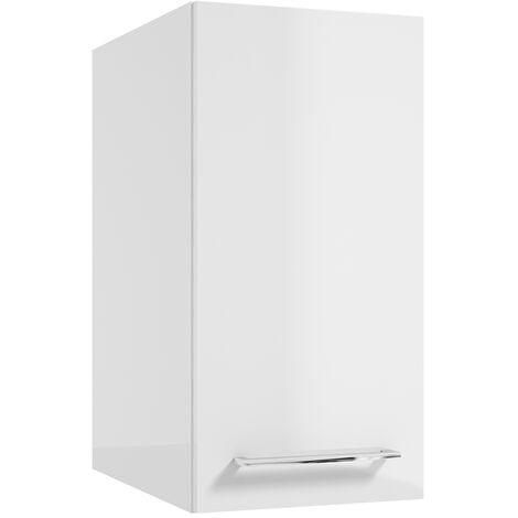 Bad Hängeschrank mit Metallgriff in chrom, 45 cm tief, in weiß Hochglanz MESSINA-107, B/H/T: ca. 30/60/45 cm