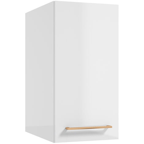 Bad Hängeschrank mit Metallgriff in kupfer, 45 cm tief, in weiß Hochglanz MESSINA-107, B/H/T: ca. 30/60/45 cm