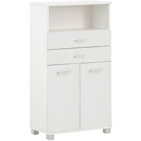 Bad Highboard in weiß matt, 2 Schubladen - PROVIDENCE-80