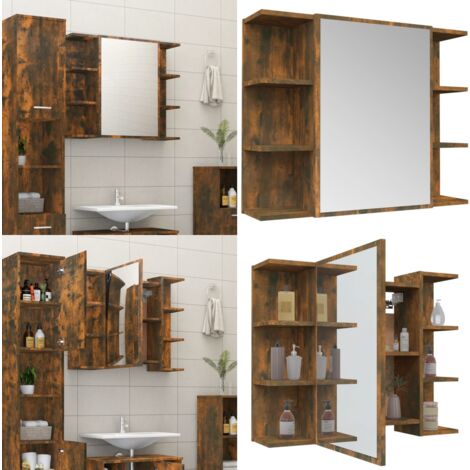 Bad-Spiegelschrank Räuchereiche 80x20,5x64 cm Holzwerkstoff - Badschränke - Spiegelschrank - Badezimmermöbel - Holzwerkstoff Möbel - Rauchereiche - Home & Living