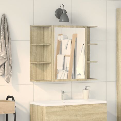 Bad-Spiegelschrank Sonoma-Eiche 80x20,5x64 cm Holzwerkstoff vidaXL992576