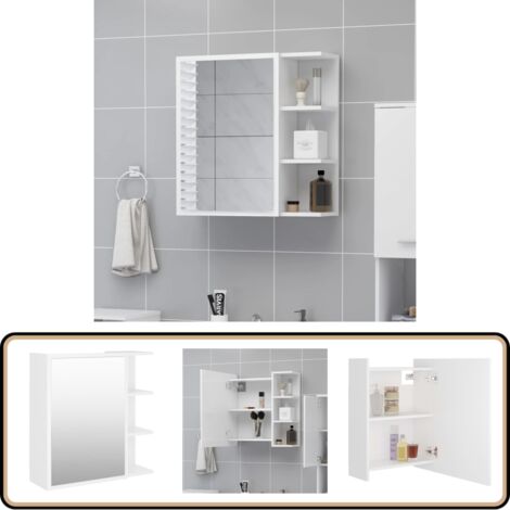 Bad-Spiegelschrank Weiß 62,5x20,5x64 cm Holzwerkstoff - Badezimmerspiegel - Spiegelschrank - Holzwerkstoff Möbel - Weißer Schrank - Aufbewahrungsschrank